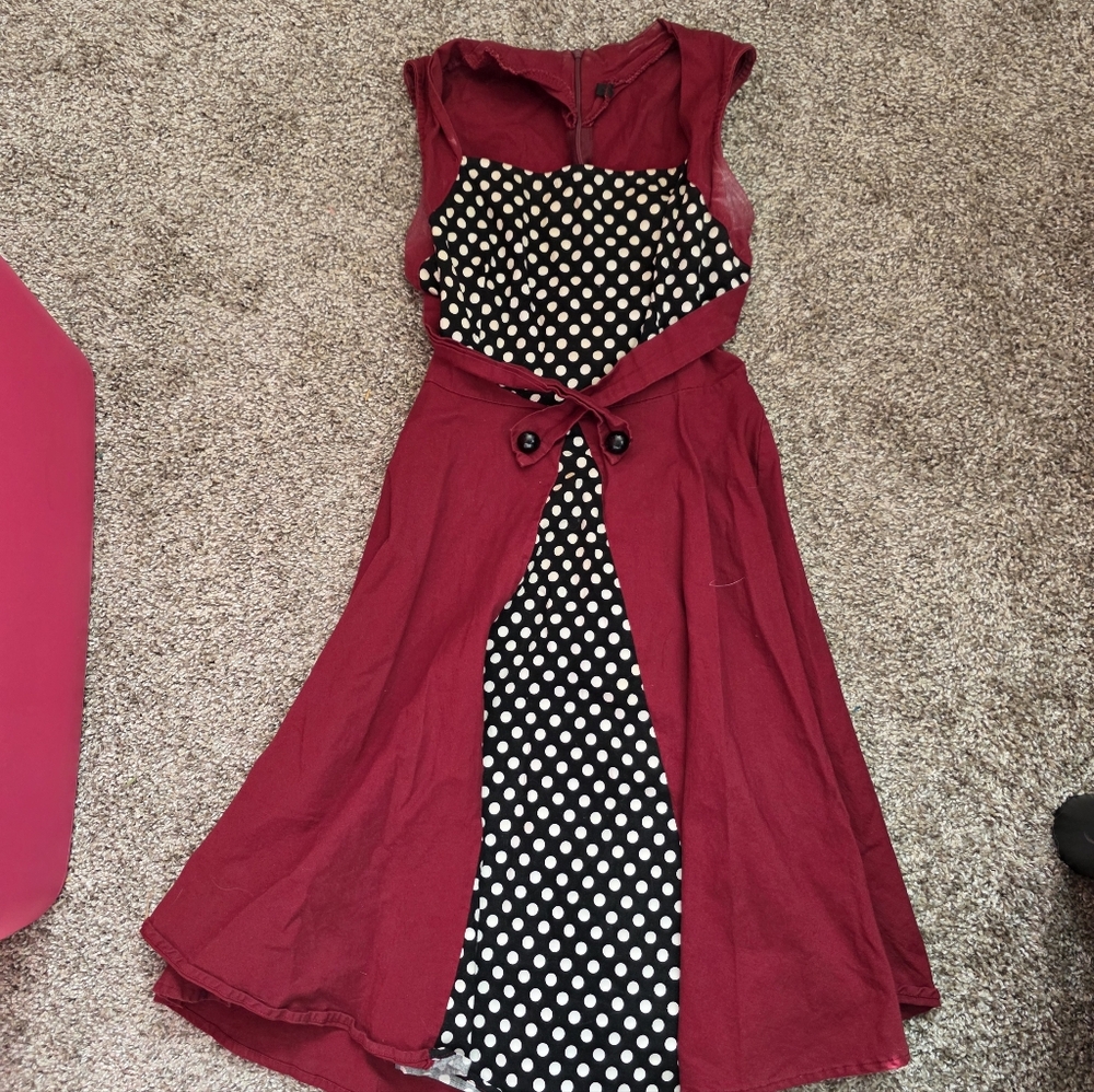 Vintage Style Red and Black Polka Dot Dress